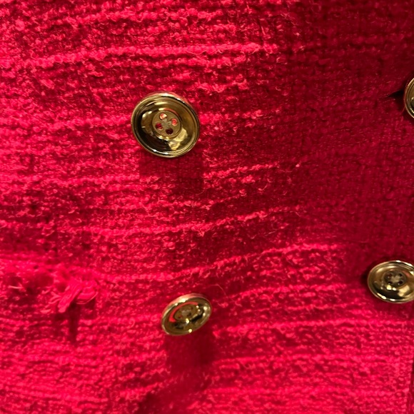 Chico’s Tweed Red Blazer w/Gold Buttons Size 2 (14-16) Excellent Condition $30 - Picture 3 of 7